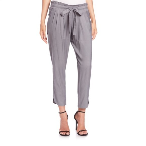 Ramy Brook Allyn Stretch Silk Pleated Cropped Pants - Small - Picture 1 of 7